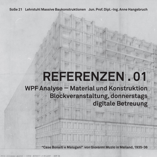 Perspektivische Zeichnung der Case Bonaiti e Malugani in Mailand von Giovanni Muzzio